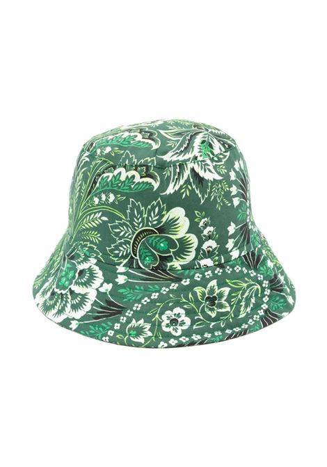 Bucket Hat With Green Paisley Print ETRO KIDS | GU0P17-P0417719AV