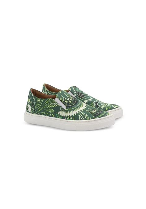 Sneakers With Green Paisley Print ETRO KIDS | GU0P26-P0417719AV