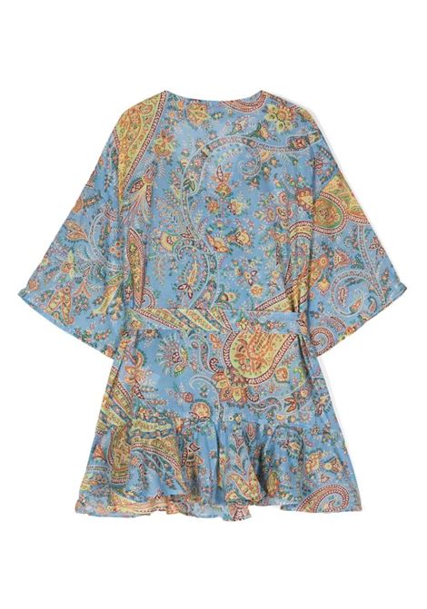 Light Blue Wrap Dress With Paisley Motif ETRO KIDS | GU1B53-M0045602MC