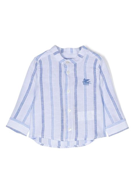 Light Blue Striped Linen Shirt With Logo ETRO KIDS | GU5500-I0213100BL