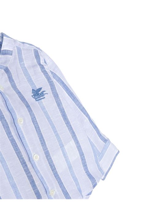 Camicia In Lino a Righe Azzurro Con Logo ETRO KIDS | GU5500-I0213100BL