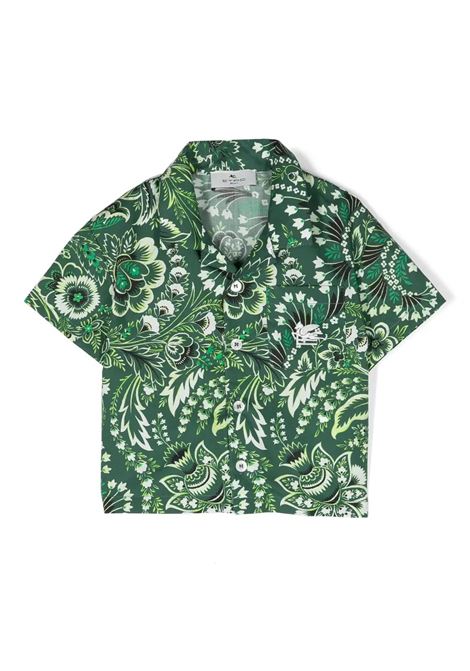 Green Bowling Shirt With Paisley Print ETRO KIDS | GU5511-P0417719AV