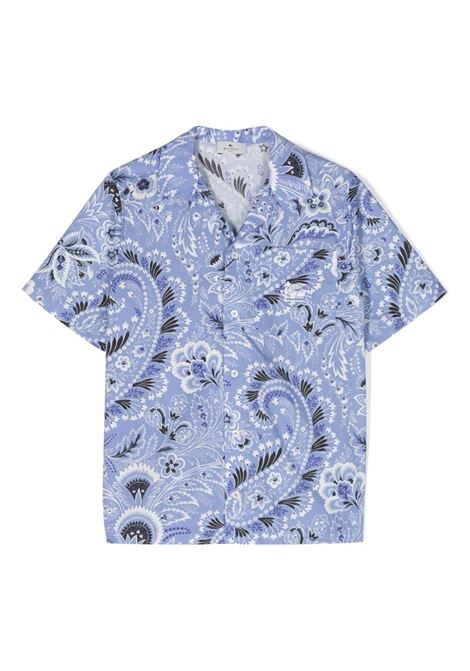Camicia Bowling Azzurra Con Motivo Paisley ETRO KIDS | GU5P01-P0417654AV