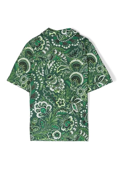 Camicia Bowling Verde Con Motivo Paisley ETRO KIDS | GU5P01-P0417719AV