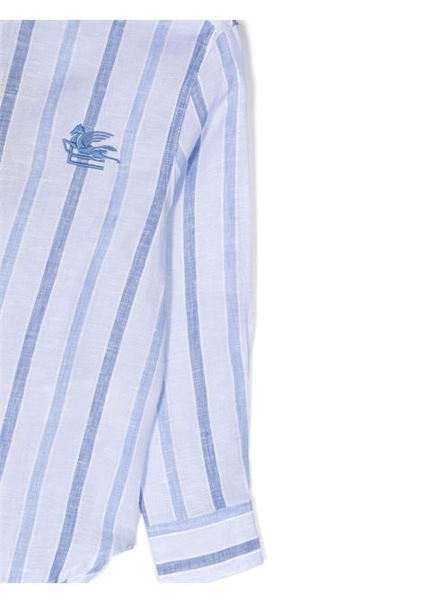 Light Blue Striped Linen Shirt With Logo ETRO KIDS | GU5P10-I0213100BL