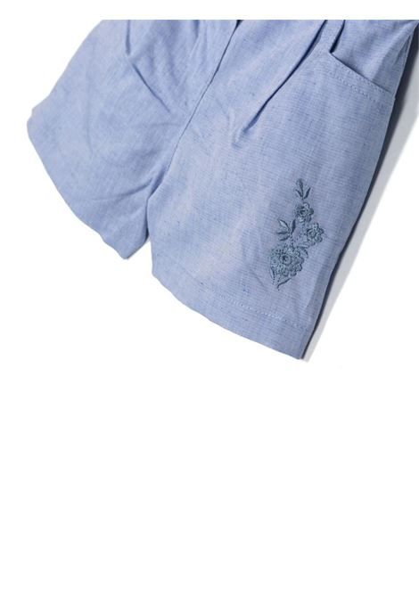 Light Blue Linen Blend Shorts With Logo ETRO KIDS | GU6029-P0412654