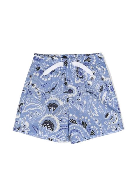 Shorts Con Stampa Paisley Azzurra ETRO KIDS | GU6519-P0417654AV