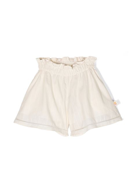Beige Pinstripe Shorts with Curled Waist ETRO KIDS | GU6A89-P0374105