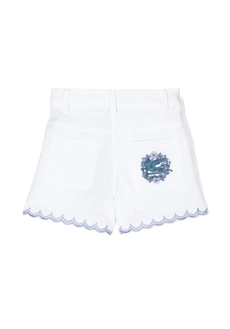White Shorts With Blue Logo Embroidery ETRO KIDS | GU6B29-L0228101AZ