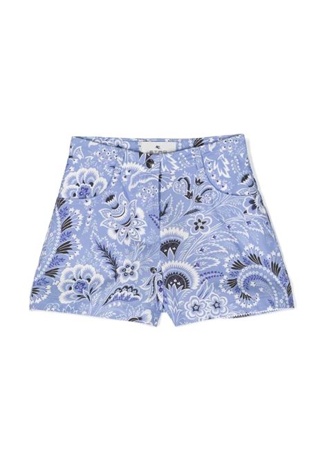Shorts In Denim Azzurro Con Motivo Paisley ETRO KIDS | GU6B49-P0417654AV