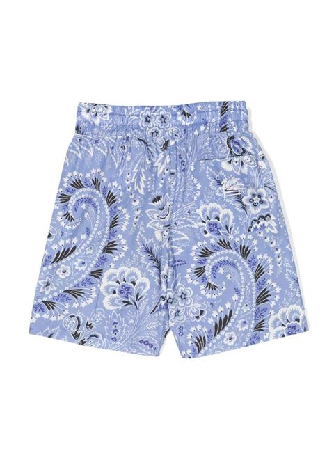 Swim Shorts With Light Blue Paisley Print ETRO KIDS | GU6P59-P0417654AV