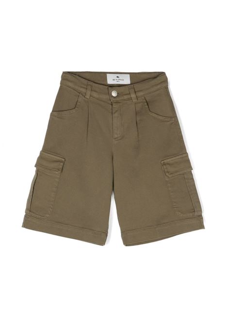 Green Cargo Shorts With Logo ETRO KIDS | GU6P89-D0039721