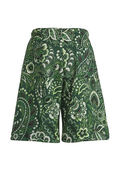 Green Sports Bermuda Shorts With Paisley Print ETRO KIDS | GU6Q49-F0168719AV