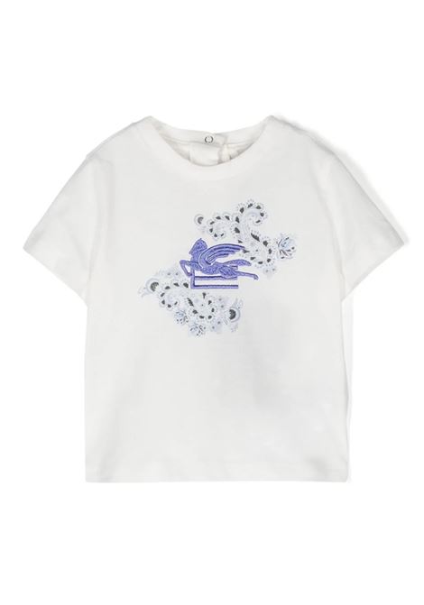 T-Shirt Bianca Con Motivo Pegaso Azzurro ETRO KIDS | GU8501-Z2081101AZ