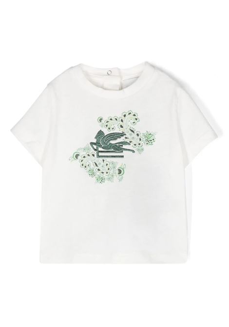 T-Shirt Bianca Con Motivo Pegaso Verde ETRO KIDS | GU8501-Z2081101VE