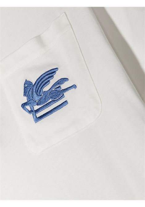 White T-Shirt With Etro Pegasus Logo In Light Blue ETRO KIDS | GU8P11-Z2081101AZ