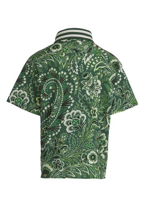 Green Polo Shirt With Paisley Print ETRO KIDS | GU8P51-J0398719AV