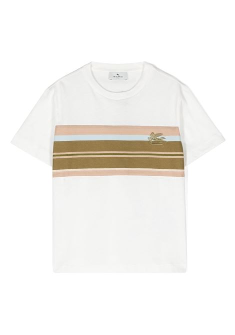White T-Shirt With Logo and Striped Insert ETRO KIDS | GU8P91-J0177101VE