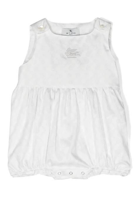 White Romper With Grey Paisley Print ETRO KIDS | GUA542-P0425956GR