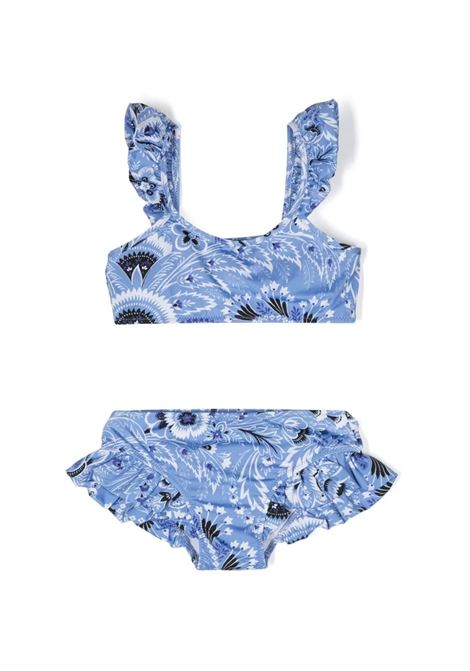 Bikini Con Ruches e Motivo Paisley Azzurro ETRO KIDS | GUCA19-J0399654AV