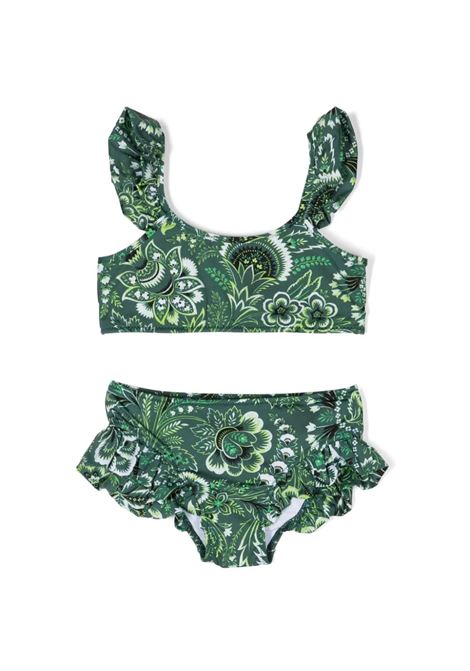 Bikini Con Ruches e Motivo Paisley Verde ETRO KIDS | GUCA19-J0399719AV