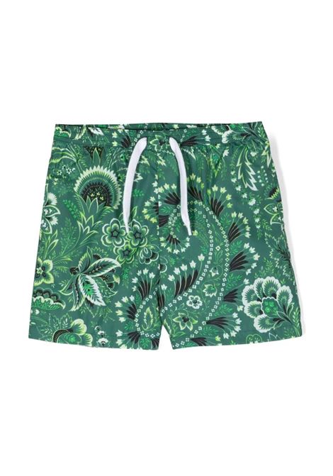 Green Swim Shorts With Paisley Motif ETRO KIDS | GUCP09-N0255719AV