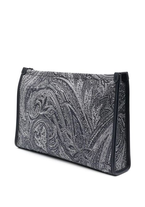 Navy Blue Large Pouch With Paisley Jacquard Motif ETRO | MP2C0001-AD216B0065