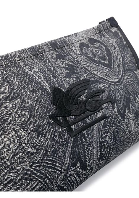 Navy Blue Large Pouch With Paisley Jacquard Motif ETRO | MP2C0001-AD216B0065