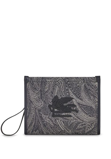 Navy Blue Pouch With Paisley Jacquard Motif ETRO | MP2C0002-AD216B0065