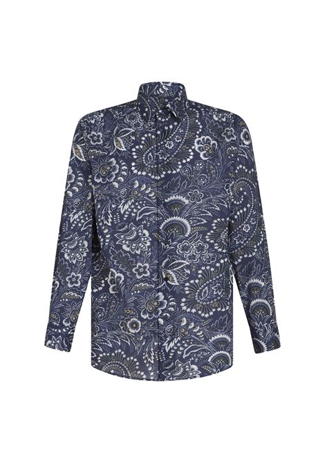 Blue Cotton Shirt With Paisley Floral Pattern ETRO | MRIC0012-99SA565X0883