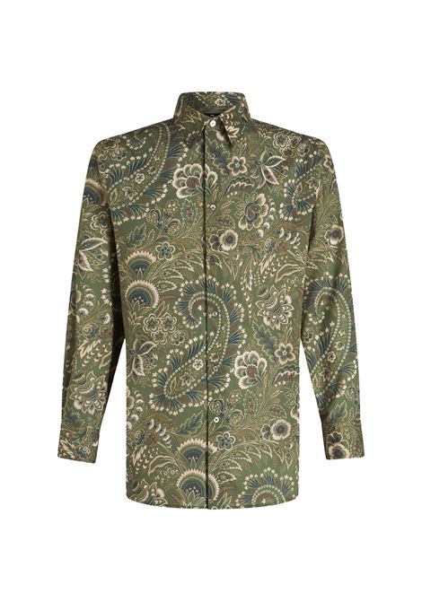 Green Cotton Shirt With Paisley Floral Pattern ETRO | MRIC0012-99SA565X0890