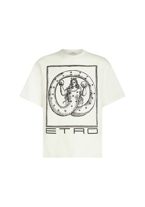T-Shirt Bianca Con Stampa Allegoria Eternità