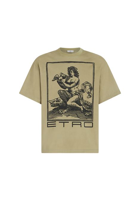 Olive Green T-Shirt With Graphic Print ETRO | MRMA0006-AJ201X0890