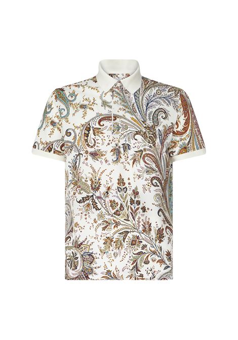 White Polo Shirt With Multicolour Paisley Print ETRO | MRMD0004-AJ045X0800