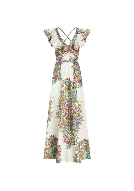 White Long Dress With Bouquet Print ETRO | WRHA0023-99SA582X0800