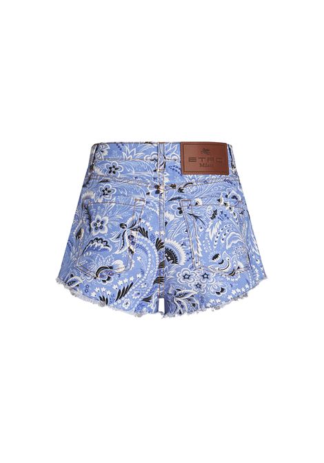 Shorts Azzurri In Denim Con Stampa ETRO | WRNG0001-AK016X0880