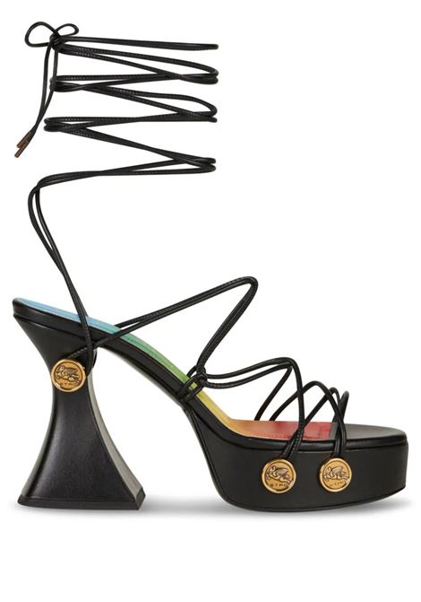 Black Platform Sandals With Straps and Studs ETRO | WS4F0005-AP206N0000