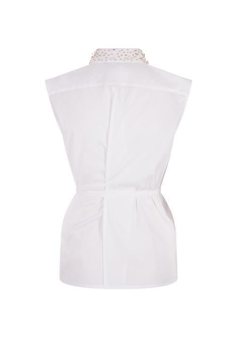 White Sleeveless Shirt With Jewelled Collar FABIANA FILIPPI | CAD274F6210000H47921