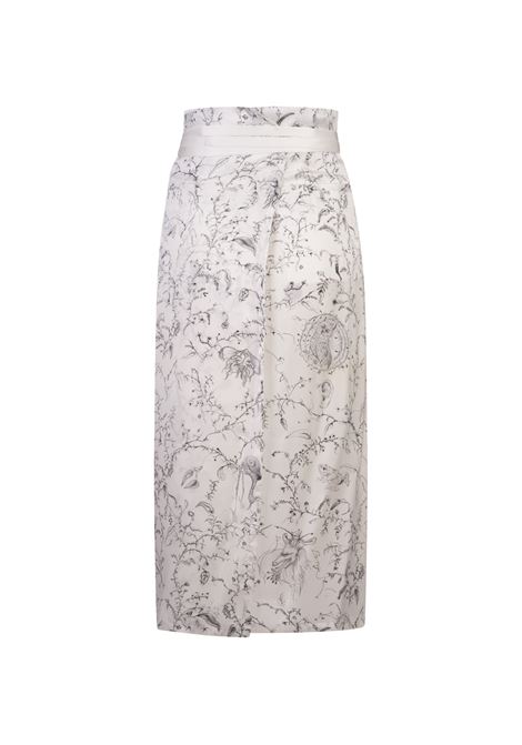 Printed White Silk Satin Midi Skirt FABIANA FILIPPI | GND274F7060000H4550142