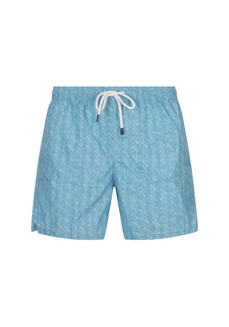 Light Blue Swim Shorts With Micro Pattern FEDELI | 00318-C099281