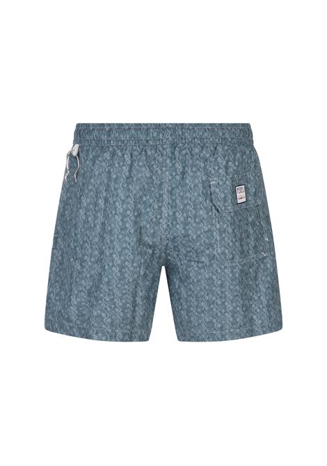 Ocean Blue Swim Shorts With Micro Pattern FEDELI | 00318-C0992810