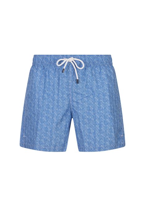 Blue Swim Shorts With Micro Pattern FEDELI | 00318-C099282