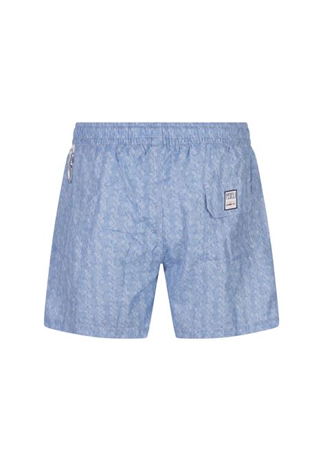 Sky Blue Swim Shorts With Micro Pattern FEDELI | 00318-C099283