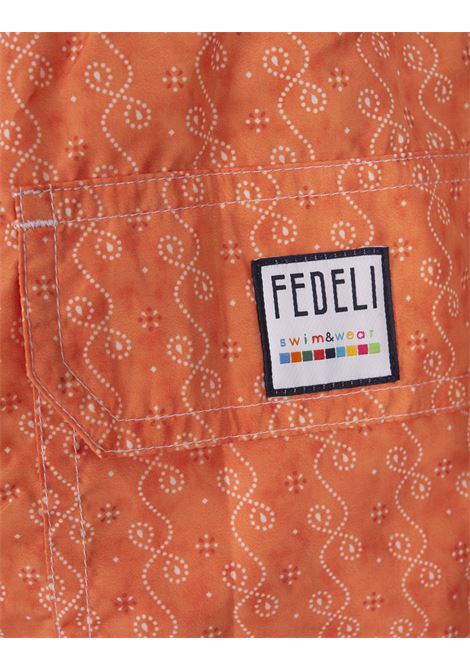 Orange Swim Shorts With Micro Pattern FEDELI | 00318-C099285
