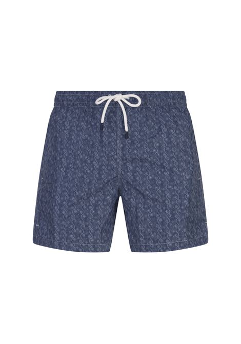 Sky Blue Swim Shorts With Dolphins Pattern FEDELI | 00318-C099287