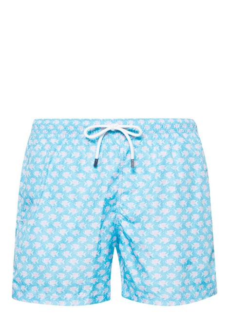 Light Blue Swim Shorts With Pink Fish Pattern FEDELI | 00318-C099451