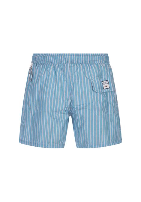 Light Blue Striped Swim Shorts FEDELI | 00318-C099915