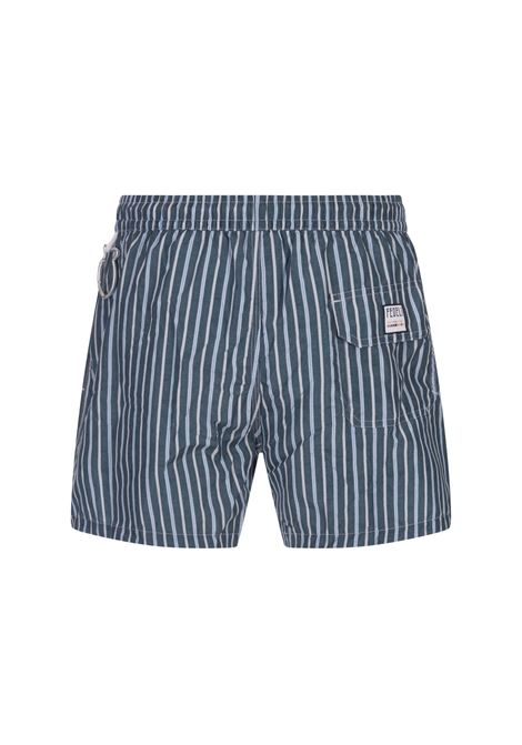 Dark Green Striped Swim Shorts FEDELI | 00318-C099918