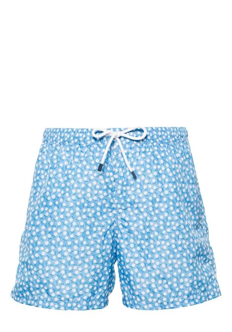 Light Blue Swim Shorts With Micro Daisy Pattern FEDELI | 00318-C100004