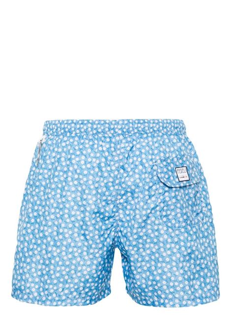 Light Blue Swim Shorts With Micro Daisy Pattern FEDELI | 00318-C100004